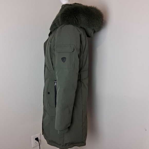 1 MADISON VERA Fox Fur Trimmed Hooded Parka Size Small - Picture 5 of 12